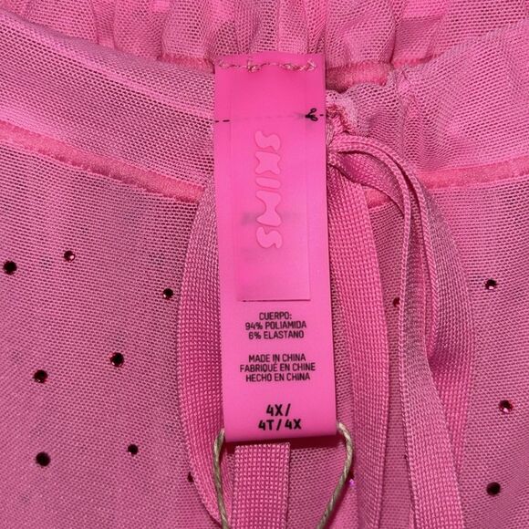 SKIMS Mesh Rhinestone Swim Cover Up in Pink NWT - Picture 7 of 10
